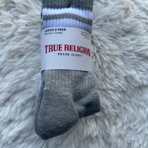 True Religion Gray Athletic Crew Socks - 6 Pack